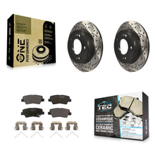 Charger l'image dans la galerie, Rear Drilled Slot Brake Rotor Ceramic Pad Kit For Hyundai Elantra Kia Soul Venue