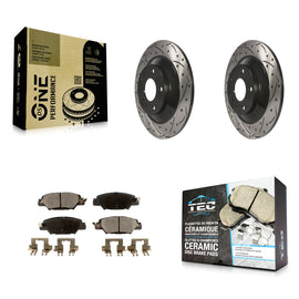Rear Coated Drilled Slotted Disc Brake Rotors And Ceramic Pad Kit For Mazda CX-5
