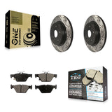 Rear Drilled Slot Disc Brake Rotor Ceramic Pad Kit For Subaru Outback Legacy WRX