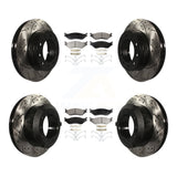 Front Rear Drill Slot Disc Brake Rotor Ceramic Pad Kit For Ford F-450 Super Duty