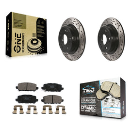 [Rear] 2016-2022 Honda HR-V Performance Drilled & Slotted Brake Rotor & Ceramic Pads Kit For Max Braking