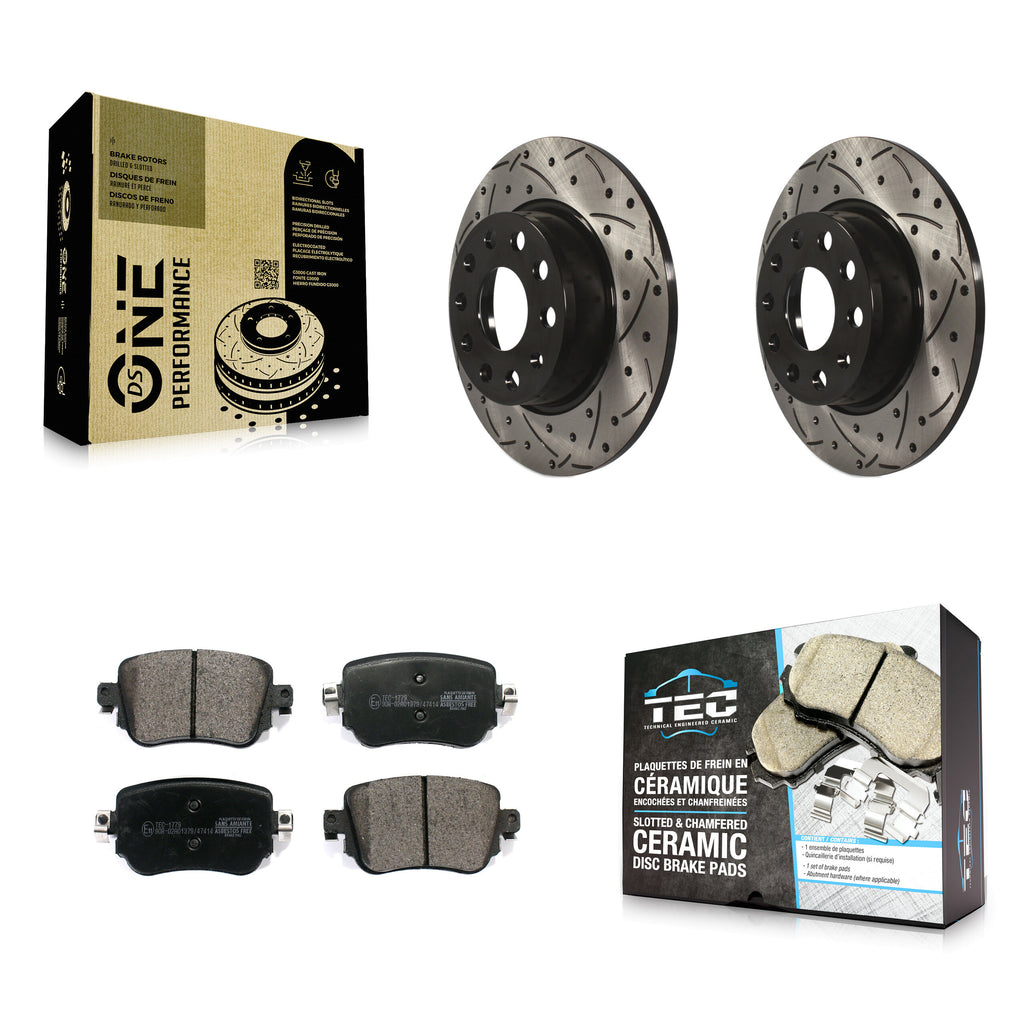 Rear Drill Slot Disc Brake Rotors Ceramic Pad Kit For Volkswagen Passat GTI Golf