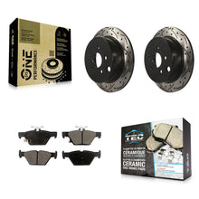 Charger l'image dans la galerie, Rear Coated Drilled Slot Disc Brake Rotor &amp; Ceramic Pad Kit For Subaru Crosstrek