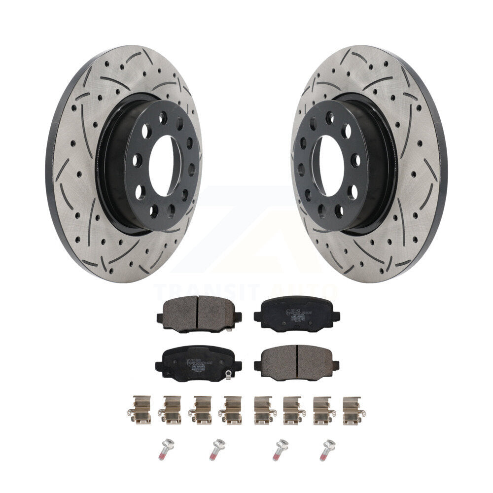 Rear Drilled Slot Disc Brake Rotor & Ceramic Pad Kit For Jeep Renegade Fiat 500X