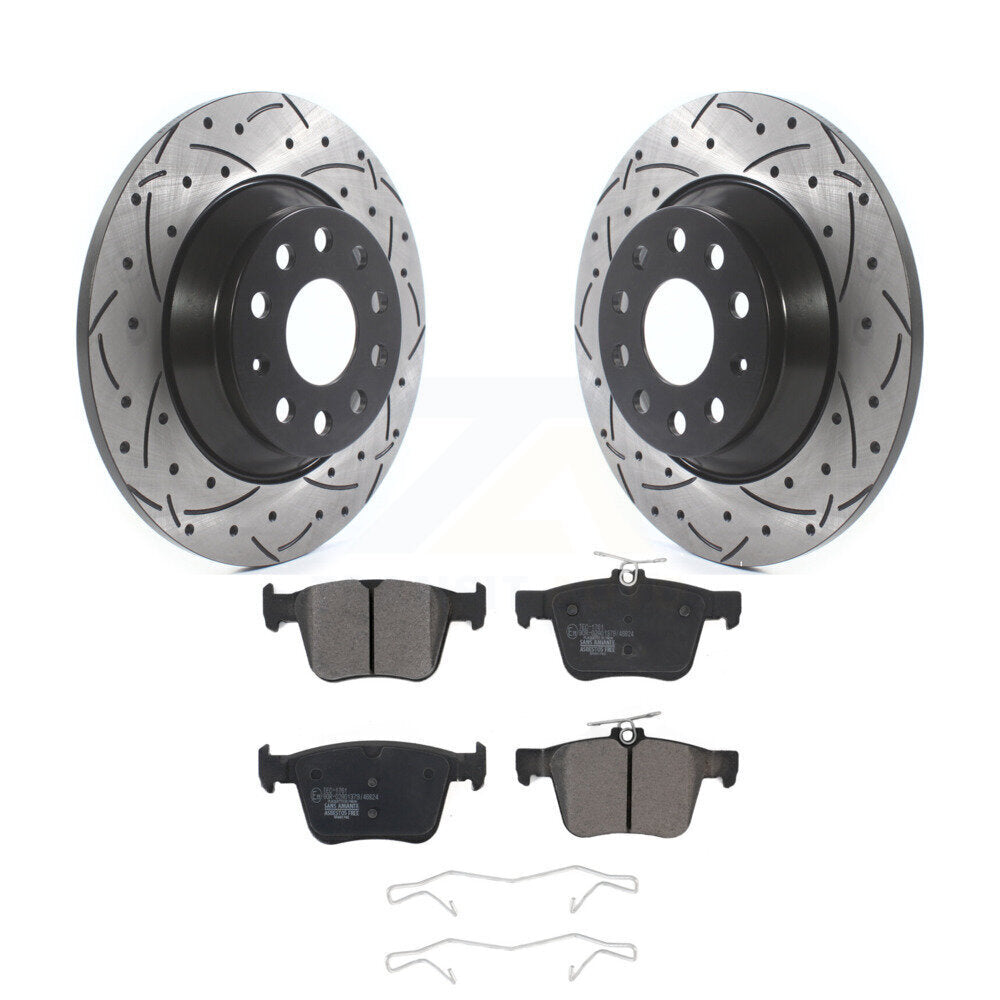 Rear Drill Slot Brake Rotors Ceramic Pad Kit For Volkswagen Tiguan Jetta Audi TT