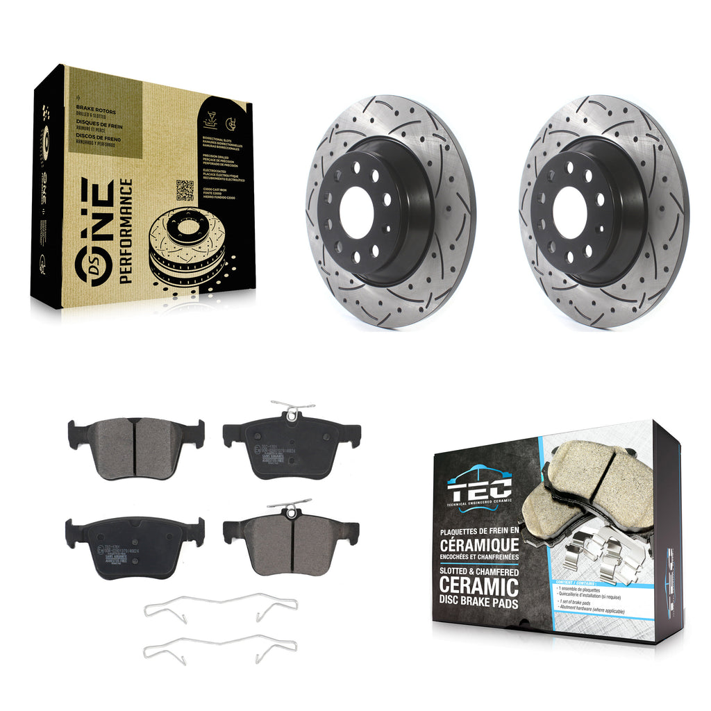 Rear Drill Slot Brake Rotors Ceramic Pad Kit For Volkswagen Tiguan Jetta Audi TT