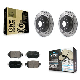 [Rear] 2016-2018 Audi Q3 Quattro Performance Drilled & Slotted Brake Rotor & Ceramic Pads Kit For Max Braking