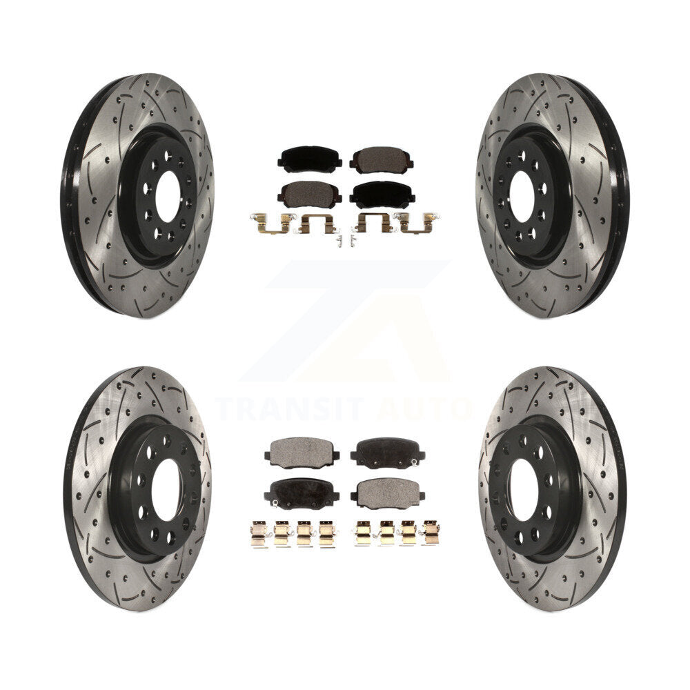 Front Rear Drill Slot Brake Rotor Ceramic Pad Kit For Jeep Cherokee Chrysler 200