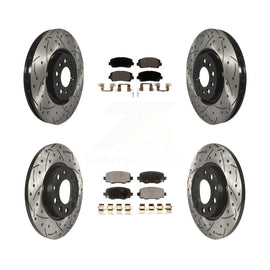 Front Rear Drill Slot Brake Rotor Ceramic Pad Kit For Jeep Cherokee Chrysler 200