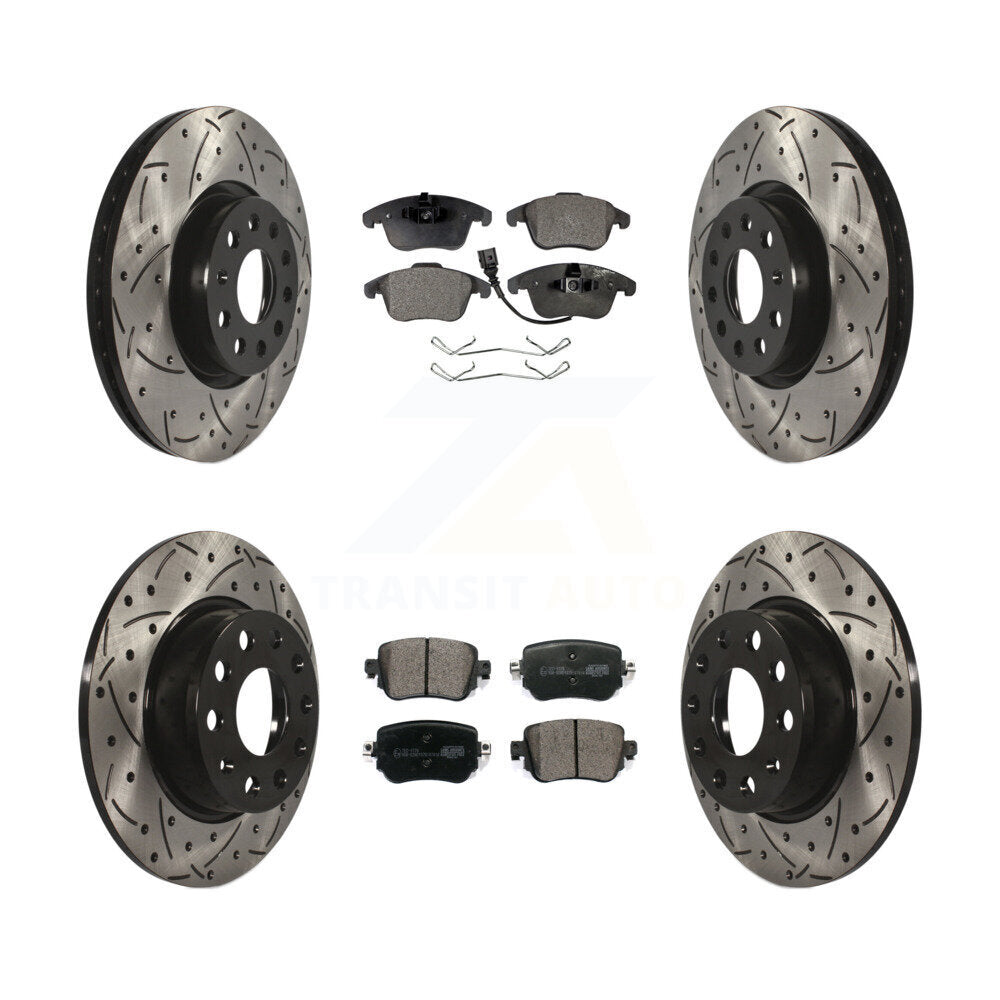 Front Rear Drilled Slot Disc Brake Rotor & Ceramic Pad Kit For Volkswagen Passat