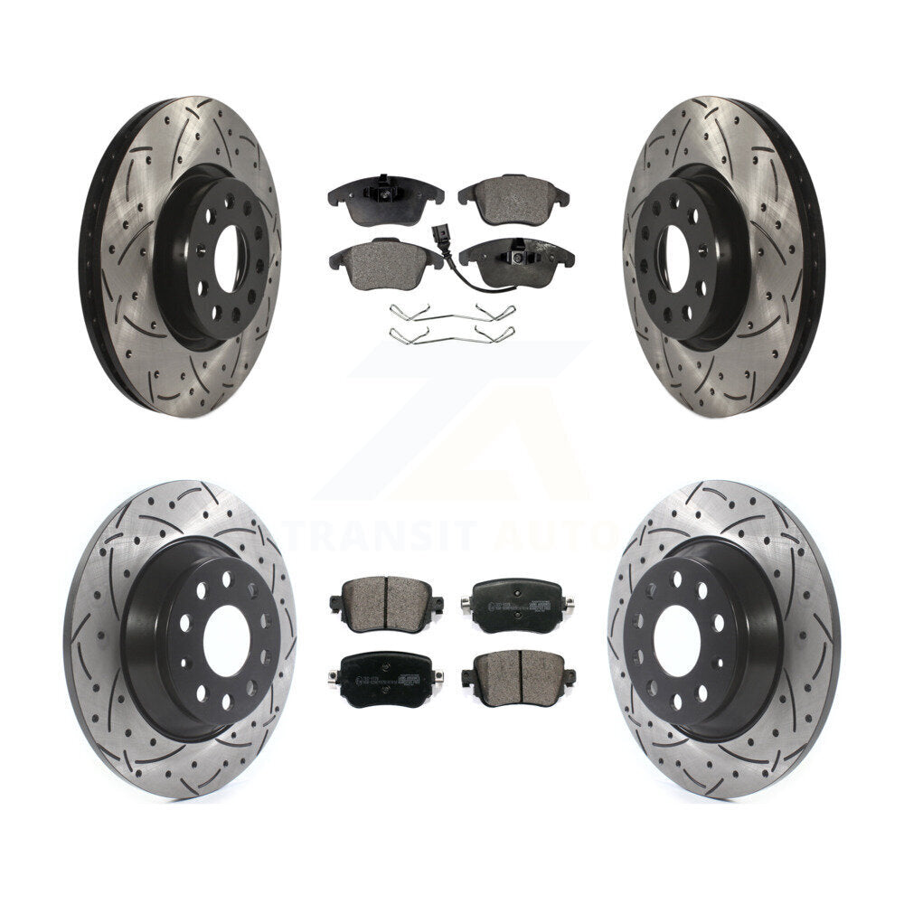 Front Rear Drill Slot Brake Rotors Ceramic Pad Kit For 2016-2018 Audi Q3 Quattro