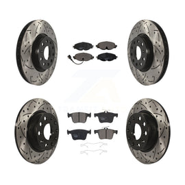 Front Rear Drill Slot Brake Rotors Ceramic Pad Kit For Audi A3 Quattro Sportback