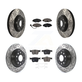 Front Rear Coat Drill Slot Disc Brake Rotors Ceramic Pad Kit For Audi TT Quattro