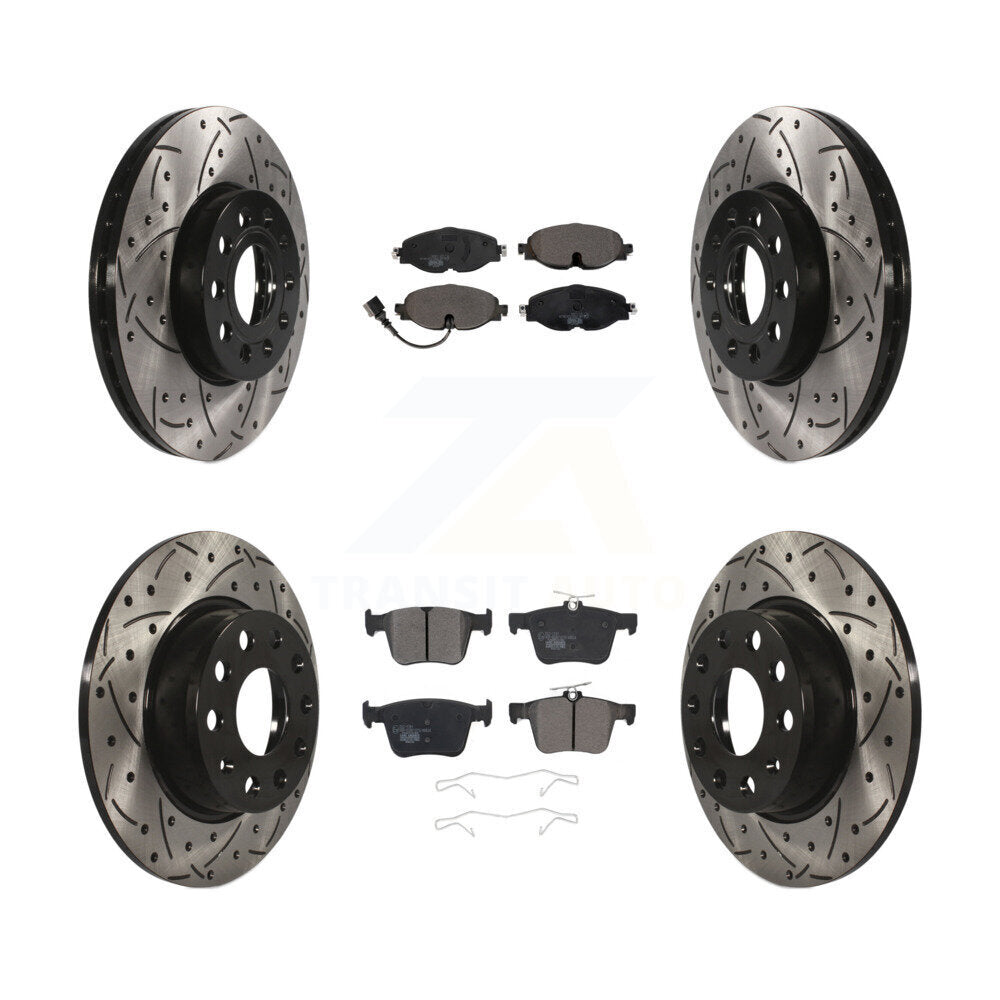 Front Rear Drill Slot Brake Rotor Ceramic Pad Kit For Audi A3 Quattro Volkswagen