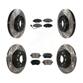 Front Rear Drill Slot Brake Rotor Ceramic Pad Kit For Volkswagen Golf SportWagen