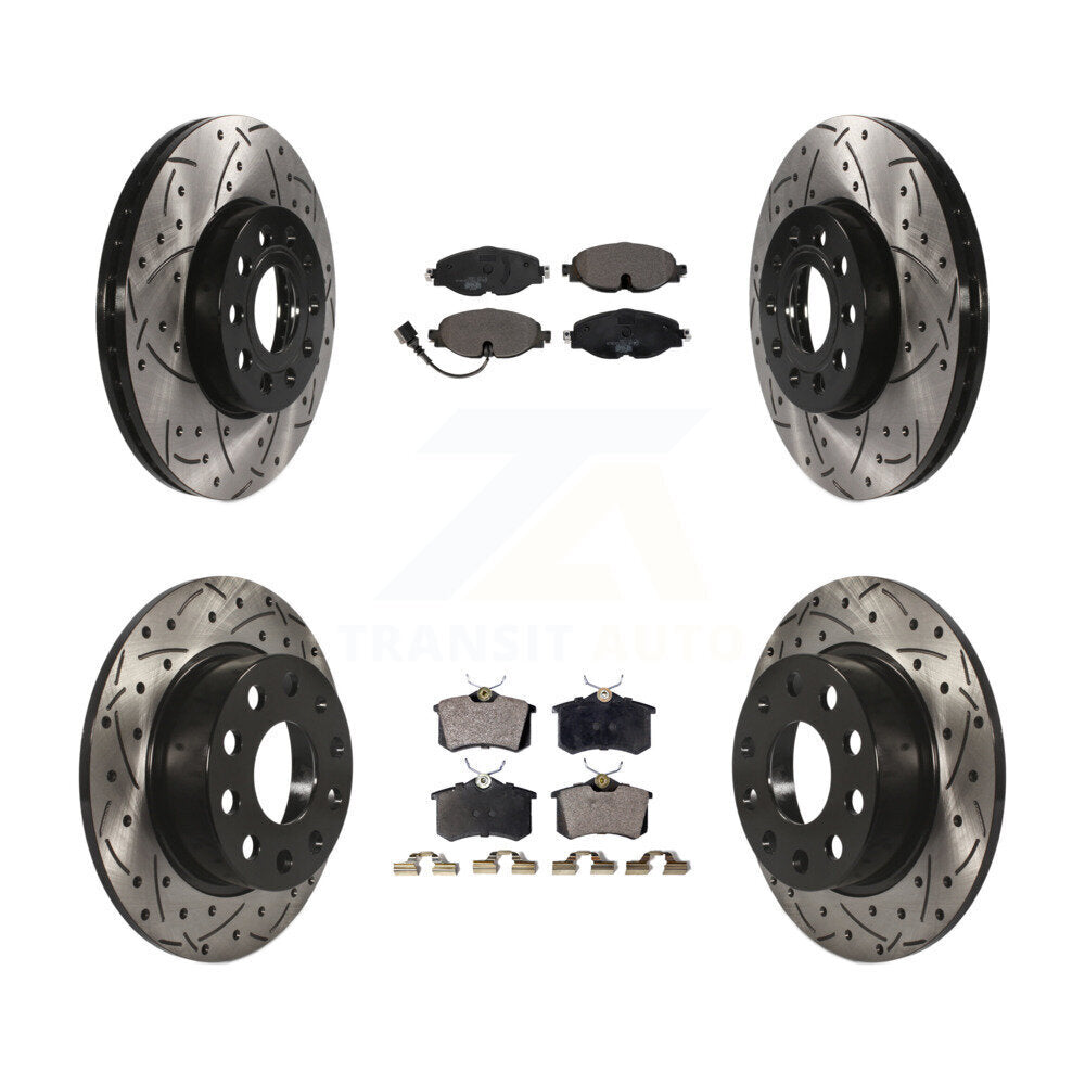Front Rear Drill Slot Brake Rotor Ceramic Pad Kit For Volkswagen Golf SportWagen