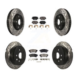 Front Rear Coated Drilled Slot Disc Brake Rotors Ceramic Pad Kit For Lexus IS250