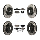 Front Rear Drilled Slot Disc Brake Rotors Ceramic Pad Kit For Mercedes-Benz E350