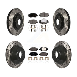 Front Rear Drill Slot Brake Rotors Ceramic Pad Kit For Kia Sorento Hyundai Santa