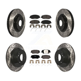 Front Rear Drilled Slot Disc Brake Rotor Ceramic Pad Kit For Hyundai Santa Fe XL