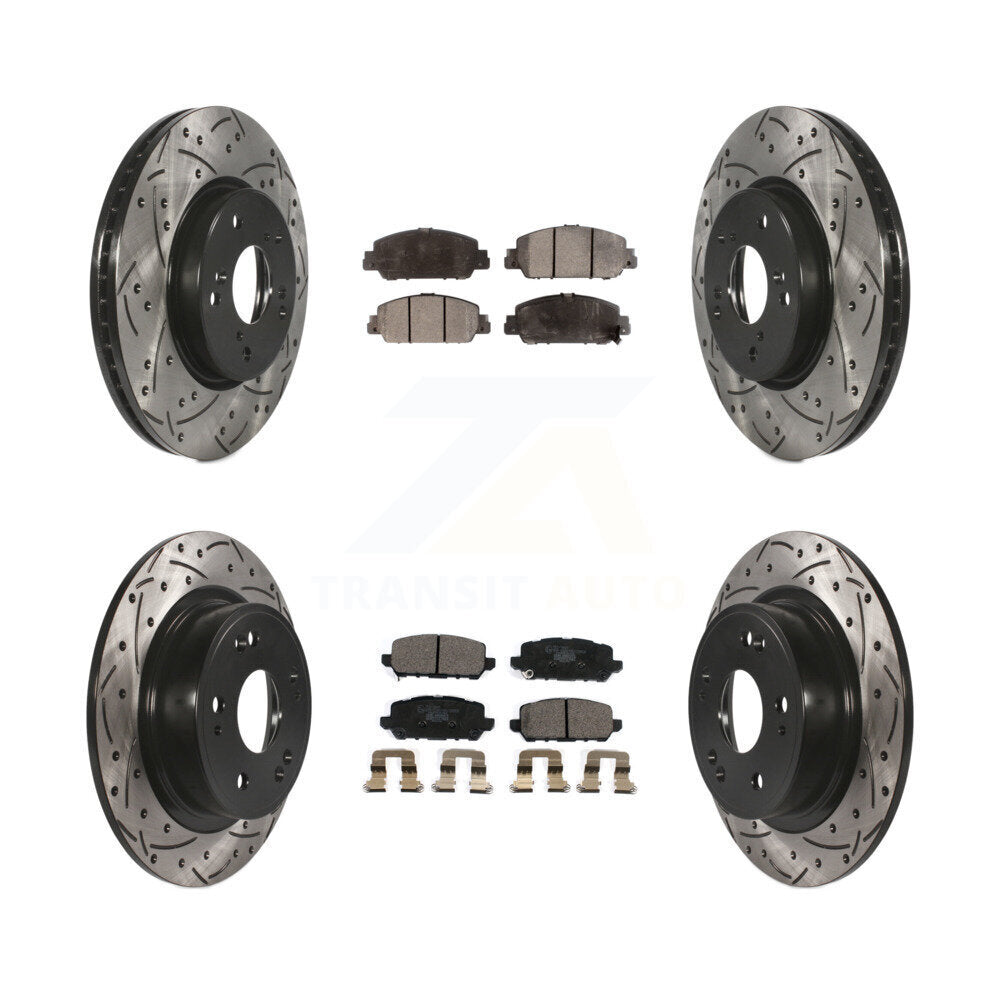 [Front+Rear] 2016-2022 Honda HR-V Performance Drilled & Slotted Brake Rotor & Ceramic Pads Kit For Max Braking
