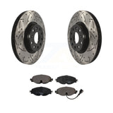 Front Drill Slot Brake Rotors Ceramic Pad Kit For Volkswagen Audi GTI A3 Quattro