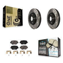 Load image into Gallery viewer, Front Coated Drilled Slotted Disc Brake Rotors &amp; Ceramic Pad Kit For Lexus IS250