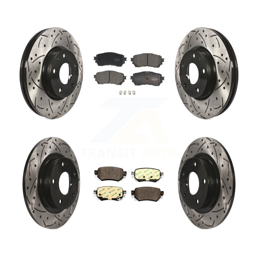[Front+Rear] 2016-2018 Mazda 6 Performance Drilled & Slotted Brake Rotor & Ceramic Pads Kit For Max Braking