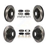Front Rear Coated Drilled Slot Disc Brake Rotors Ceramic Pad Kit For Kia Sorento