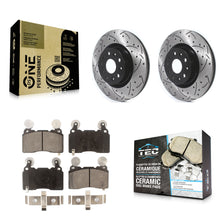 Load image into Gallery viewer, Front Drilled Slot Brake Rotor Ceramic Pad Kit For Cadillac CTS Chevrolet Camaro