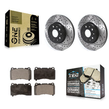Charger l'image dans la galerie, Front Drilled Slot Brake Rotor Ceramic Pad Kit For Chevrolet Camaro Cadillac CTS