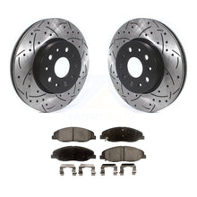 Charger l&#39;image dans la galerie, Front Coated Drilled Slotted Disc Brake Rotor &amp; Ceramic Pad Kit For Cadillac CTS