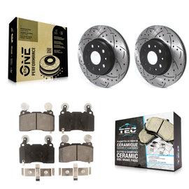 Front Drilled Slot Brake Rotor Ceramic Pad Kit For Cadillac CTS Chevrolet Camaro