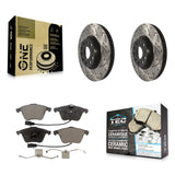 Front Coat Drill Slot Disc Brake Rotors Ceramic Pad Kit For Volkswagen CC Passat