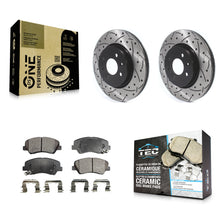 Load image into Gallery viewer, Front Coated Drilled Slotted Disc Brake Rotors And Ceramic Pads Kit For Kia Rio