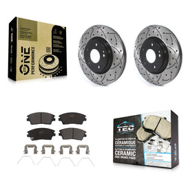 Front Drill Slot Disc Brake Rotor Ceramic Pad Kit For Hyundai Elantra Tucson Kia