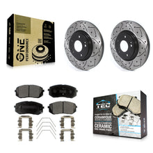 Charger l'image dans la galerie, Front Drilled Slot Brake Rotor Ceramic Pad Kit For Kia Soul Hyundai Kona Elantra