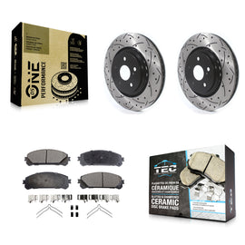 Front Drill Slot Brake Rotor Ceramic Pad Kit For Lexus RX350 RX450h Toyota Camry