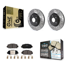 Charger l'image dans la galerie, Front Coated Drilled Slotted Disc Brake Rotor And Ceramic Pad Kit For Honda CR-V