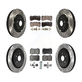 Front Rear Drill Slot Brake Rotors Ceramic Pad Kit For 2014 Chevrolet Camaro ZL1