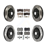 Front Rear Drill Slot Brake Rotors Ceramic Pad Kit For 2014 Chevrolet Camaro ZL1