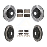 Front Rear Coated Drilled Slot Disc Brake Rotor Ceramic Pad Kit For Cadillac CTS