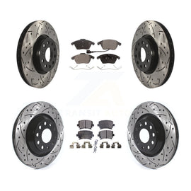 Front Rear Drill Slot Disc Brake Rotors Ceramic Pad Kit For Volkswagen Passat CC