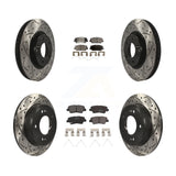 Front Rear Coat Drill Slot Disc Brake Rotor Ceramic Pad Kit For Hyundai Veloster