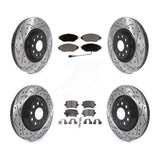 Front Rear Coated Drill Slot Disc Brake Rotor Ceramic Pad Kit For Volkswagen GTI