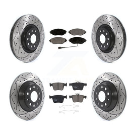 Front Rear Drilled Slot Brake Rotors Ceramic Pad Kit For Volkswagen Tiguan Jetta