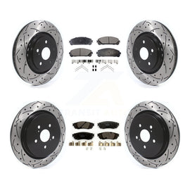 Front Rear Drill Slot Brake Rotors Ceramic Pad Kit For Lexus RX350 RX450h RX350L