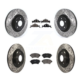 Front Rear Coat Drill Slot Disc Brake Rotors Ceramic Pad Kit For Audi A4 Quattro