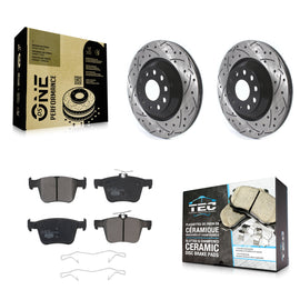 Rear Drill Slot Brake Rotors Ceramic Pad Kit For Volkswagen Atlas Audi Golf R S3