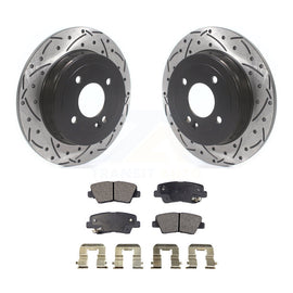 [Rear] 2011 Hyundai Accent Performance Drilled & Slotted Brake Rotor & Ceramic Pads Kit For Max Braking